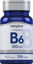 Piping Rock Vitamin B-6 100 mg Supplement | 250 Tabletler | Pyridoksie Hydrochloride | Non-GMO & Vegeterian Formula