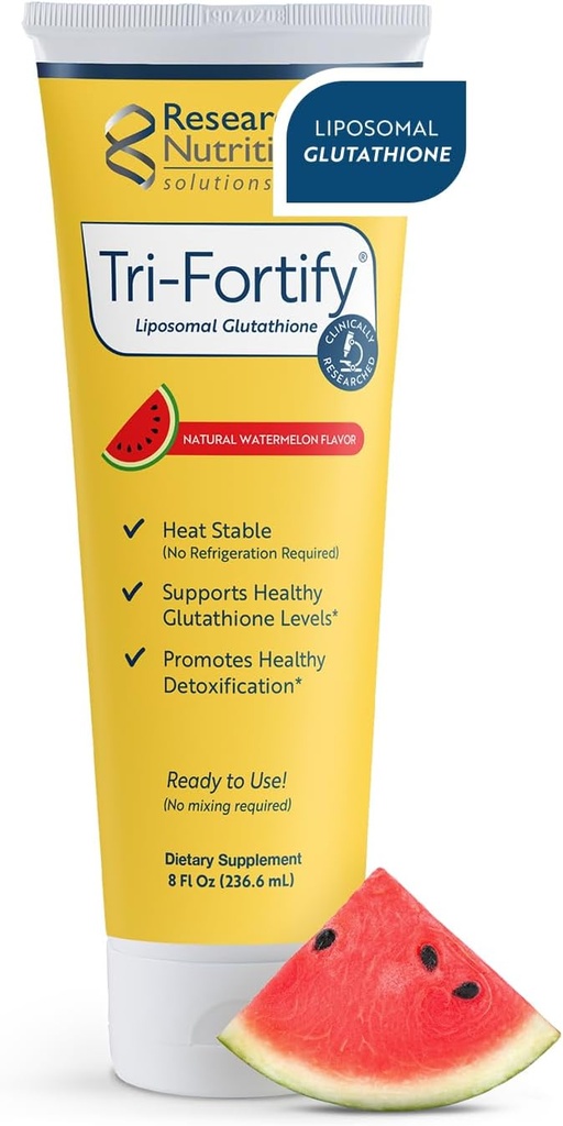Araştırmalı Nutritonals Tri-Fortify Liposomal Glutathione Supplement Liquid Gel - Klinik Araştırmalı Detox & Immune System Support, Antioxy - Superior Abxia - Watermelon, 8 Fl Oz
