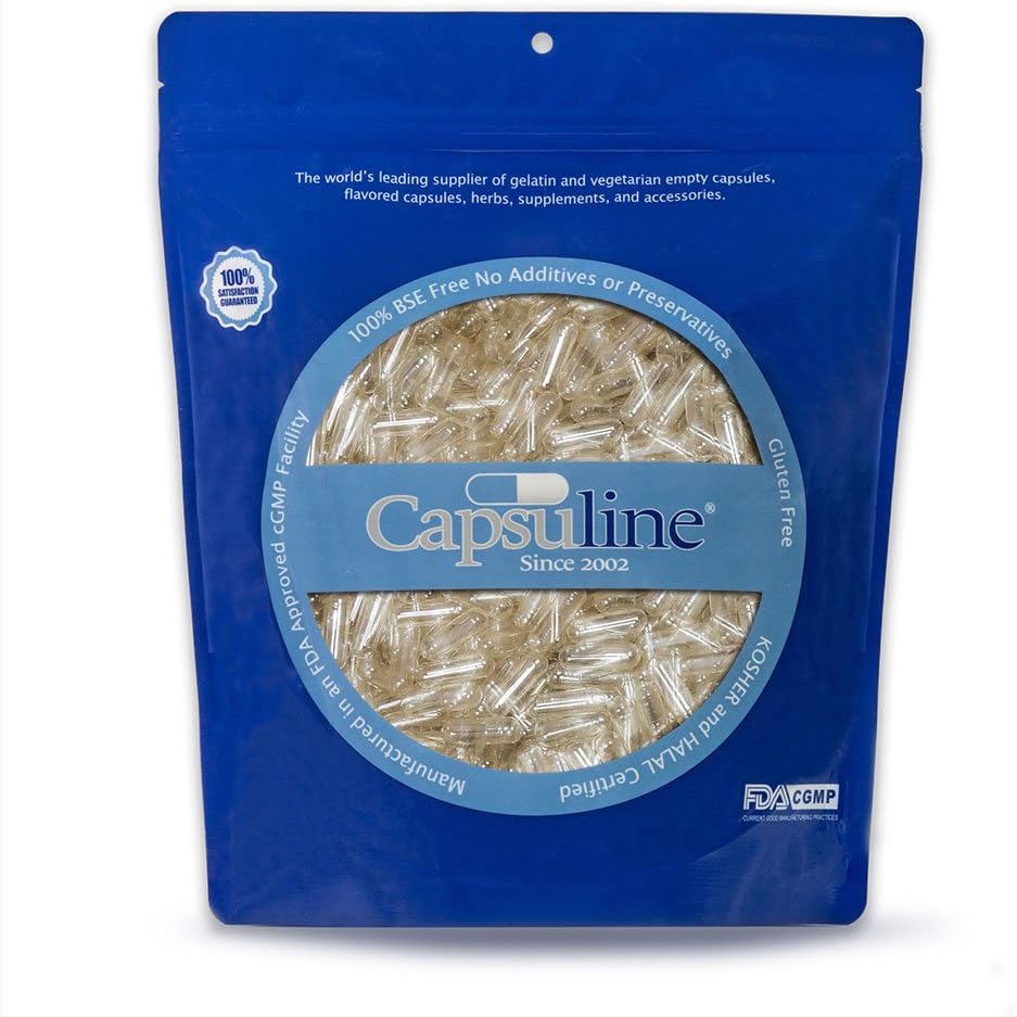 Capsuline Dimension 2 Boş Vegan Capsules, Clear - 1000 Count| Vegetarian, Kosher, Non-GMO & Hell Sertifikalı |DIY Sebze Kapsülü