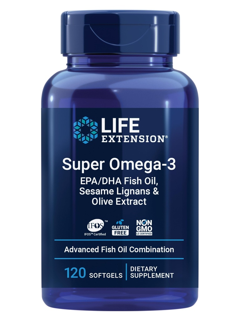 Life Extension Super Omega-3 EPA/DHA with Soundame Lignans & Olive Extract, 120 Count