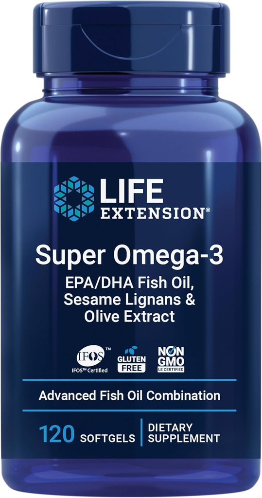 Life Extension Super Omega-3 EPA/DHA with Soundame Lignans & Olive Extract, 120 Count