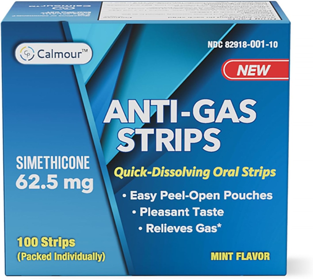 Anti Gas Relief 100 Strips | Mint Flavor Oral Dissolvable Anti Bloating Relief Strips | Yetişkinler için Hızlı Gaz Yardım | Kadınlar için Etkili Bloklama Yardım | Kadın için Etkili Bloklama | Simethicone Anti Bloating