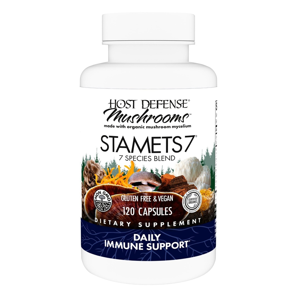 Host Defense Stamets 7-7 Tür Mix - Mushroom Supplement for Immune Support - Royal Sun Blazei, Cordyceps, Reishi, Maitake, Lion's Mane, Chaga & Mesima - 120 Capsules (60 Hizmetler)