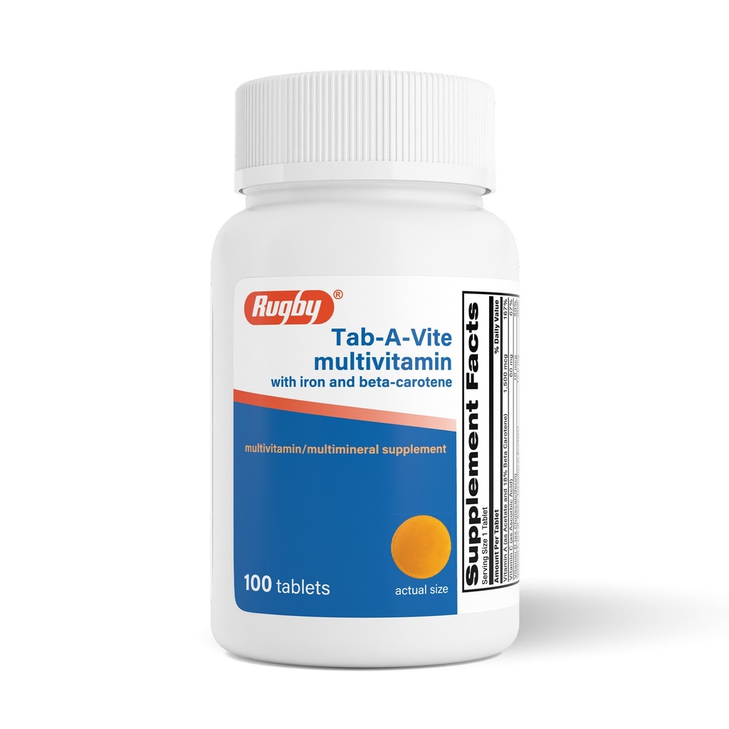 İronik Tab-A-Vite Multivitamin with Iron and Beta-Carotene - Yetişkinler için Günlük Multivitamin, Destekler Genel Sağlık, Multimineral Supplement - 100 Tablet