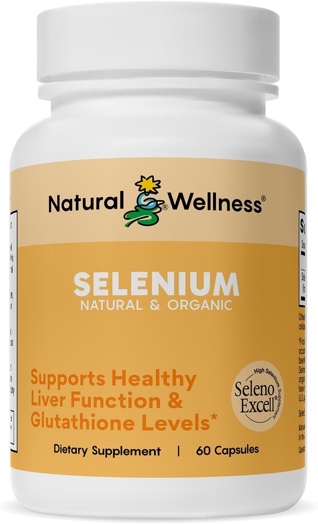 Doğal Wellness Organik Selenium 200 mcg – Yüksek Absor SelenoExcell Selenium Antioksit Desteği, Tiroid Fonksiyonu, Metabolism & Immune Health – 60 Capsules, 60 Day Supply