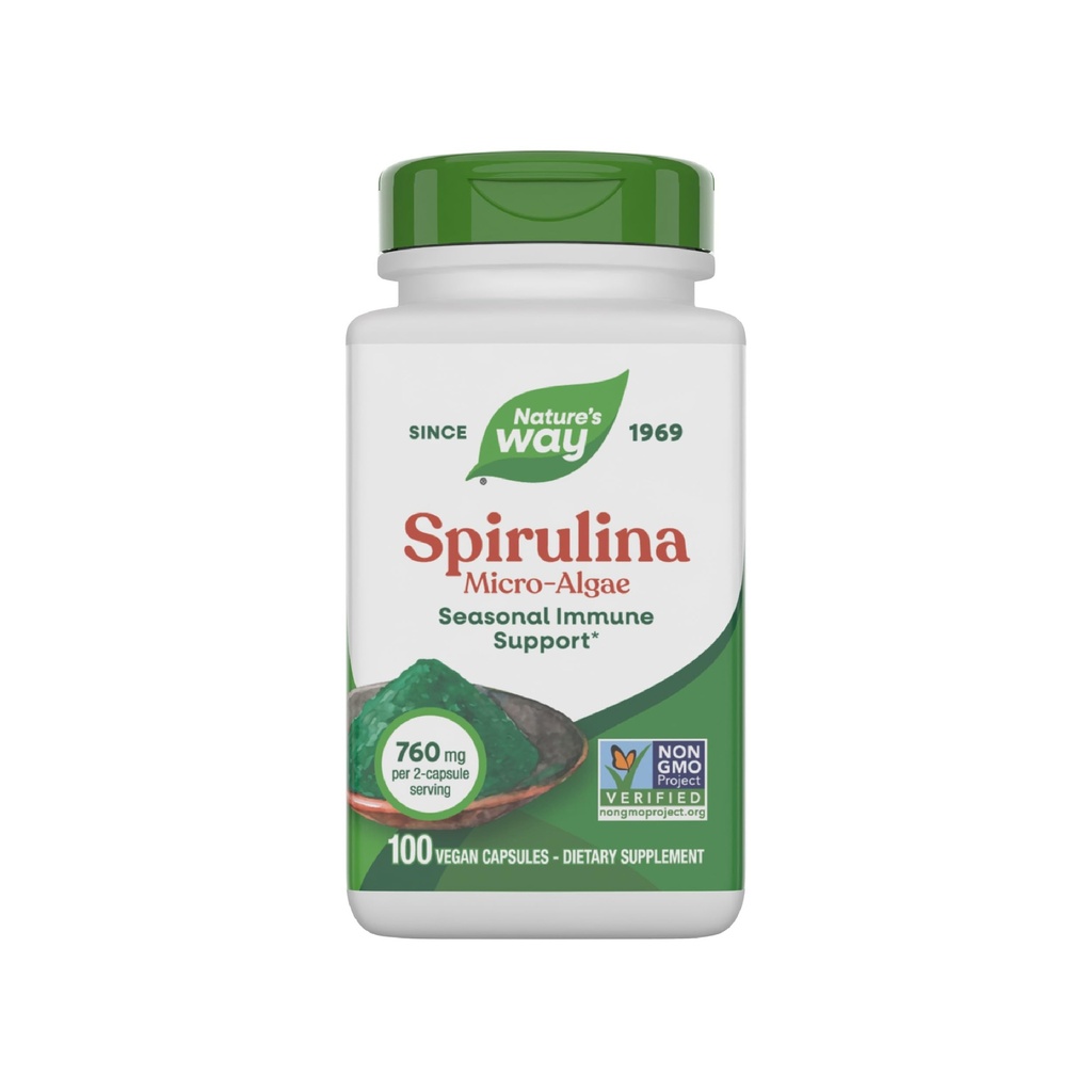 Nature's Way Spirulina Micro-Algae, Mevsim Immune Support*, A Vitamin A (Beta Carotene), 100 Vegan Capsules (Pazar Mayıs Vary)
