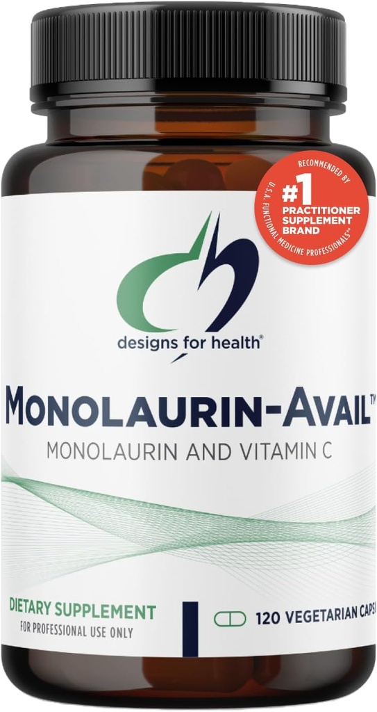 The Designs for Health Monolaurin-Avail - 1000 mg Glycerol Monolaurate + Vitamin C with Sunflower Lecithin to improve Monolaurin Abxia - Non-GMO + Gluten Free Immune Support Supplement (120 Capsules)