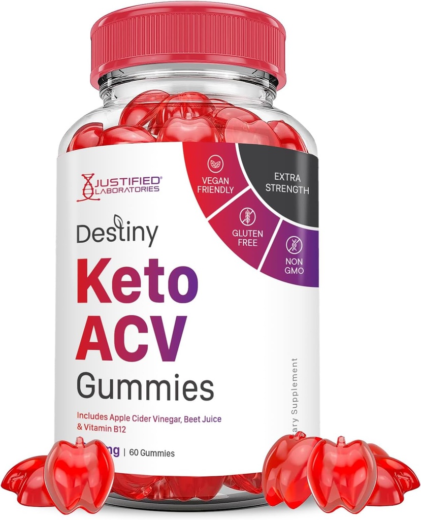 Justified Laboratories Destiny Keto ACV Gummies Advanced Formula 1000MG Destiny Chem Gummies Apple Cider Vinegar Formulat Juice B12 Vegan Non GMO 60 Gummys