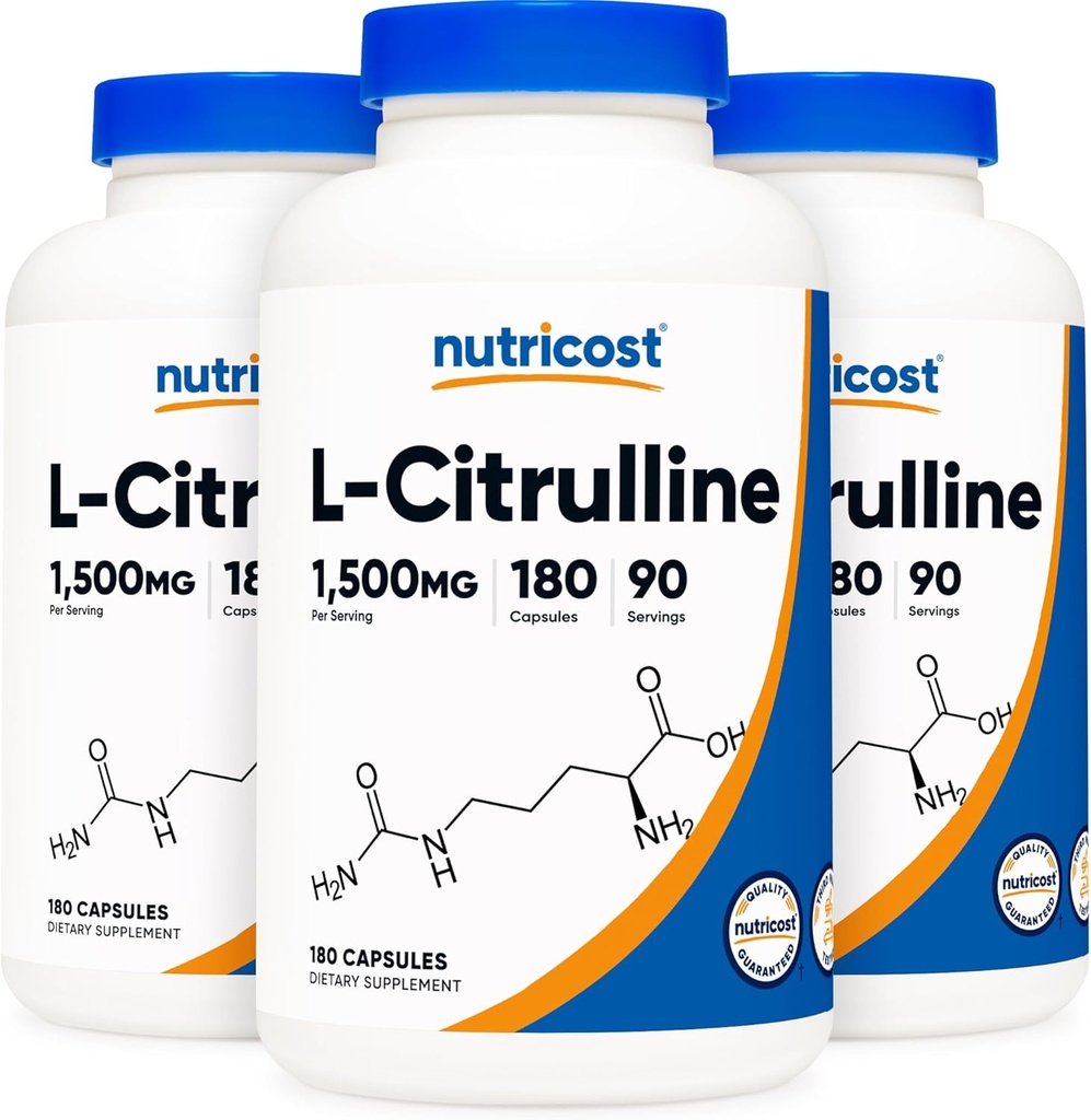 Nutricost L-Citrulline 750 mg, 180 Capsules (3 Şişe)