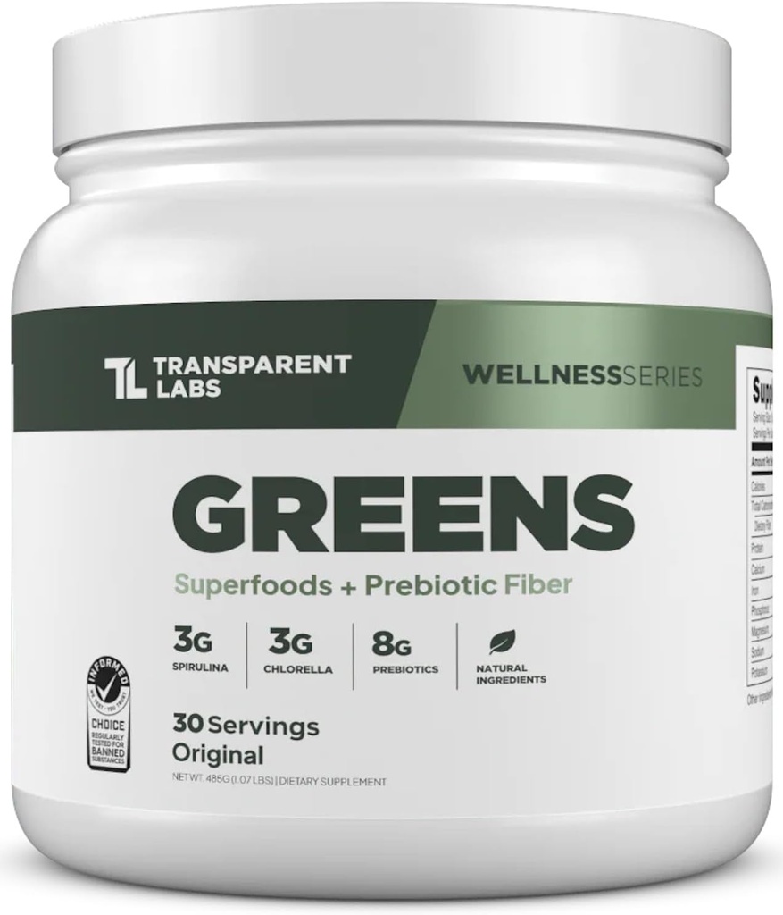 Gap Labs Prebiyotik Greens - Superfood Toz & Antioksis Supplement with Organic Spirulina, Chloerra, Acacia, & Green Banana Toz - 30 Hizmet, Unflavorededed
