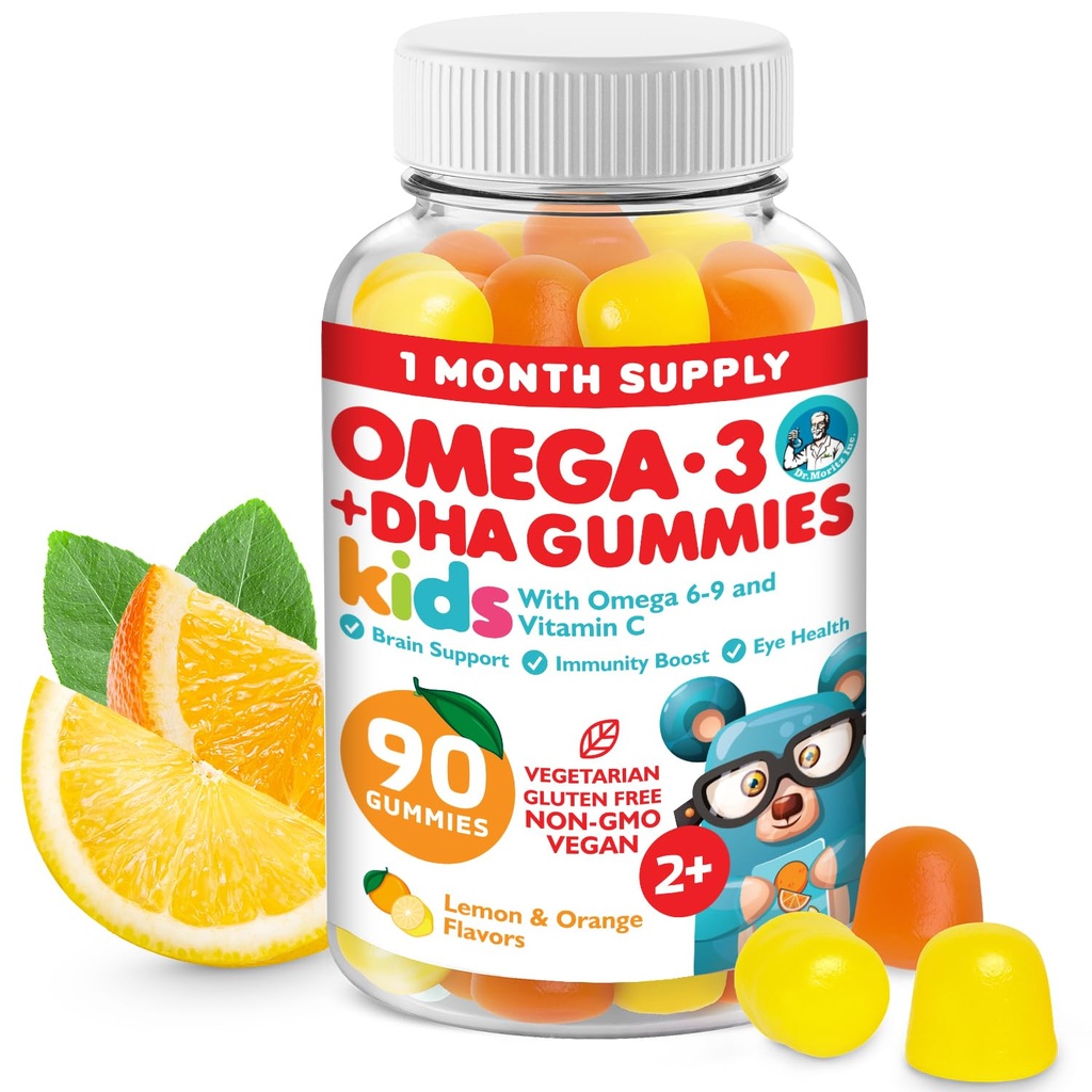 DR. MORITZ Vegan Omega 3 Gummies for Kids and Toddler (90 Count), Omega 3 Kids Gummies for Brain and Heart Health, No Fish Oil and Gluten Free