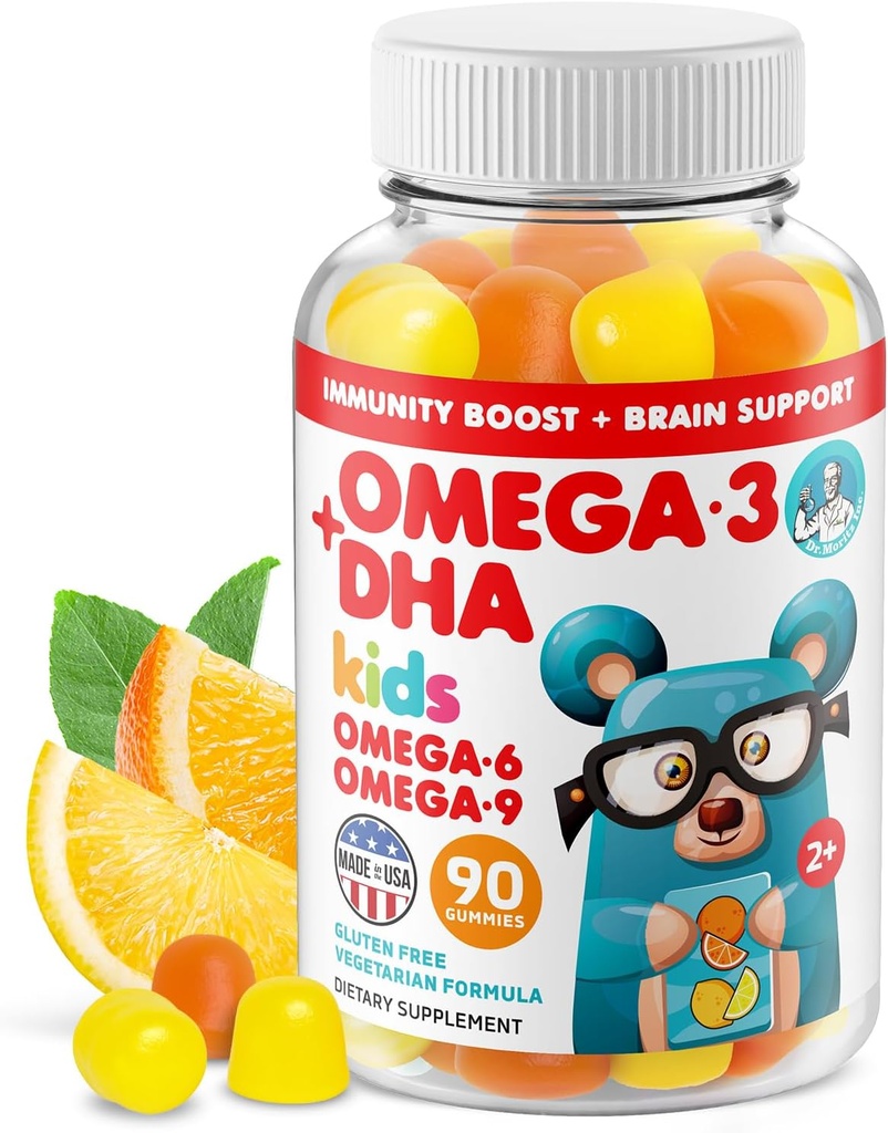 DR. MORITZ Vegan Omega 3 Gummies for Kids and Toddlers (90 Count), Omega 3 Kids Gummies for Brain and Heart Health, No Fish Oil and Glutten Free