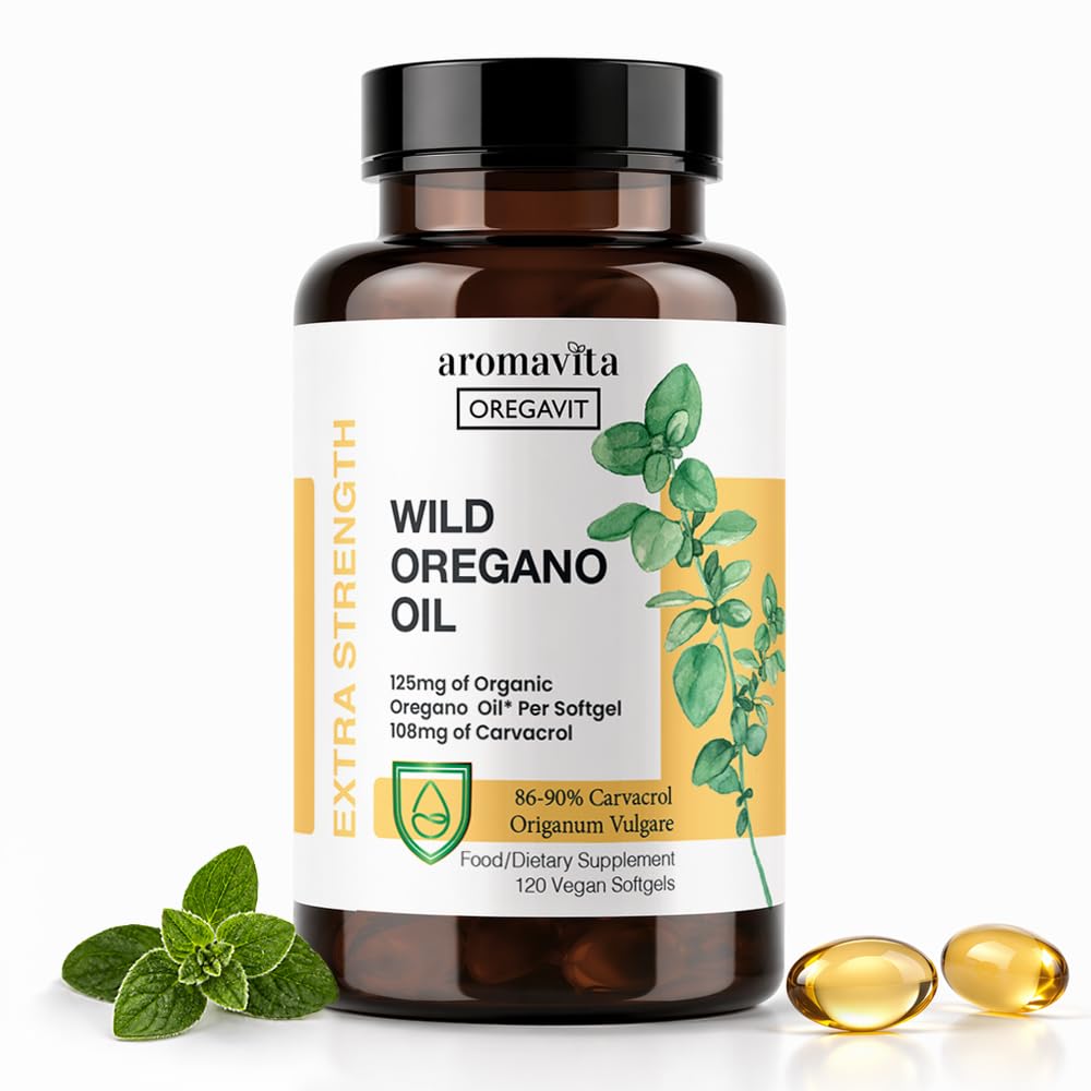 Vegan Wild Organo Oil Caps Organic, 86-90% Carvacrol - 125mg Oil of Organo per Softgel - Immune and Digestive Support, Natural Antioxidant, Vegan, Non GMO, 120 κάψουλες