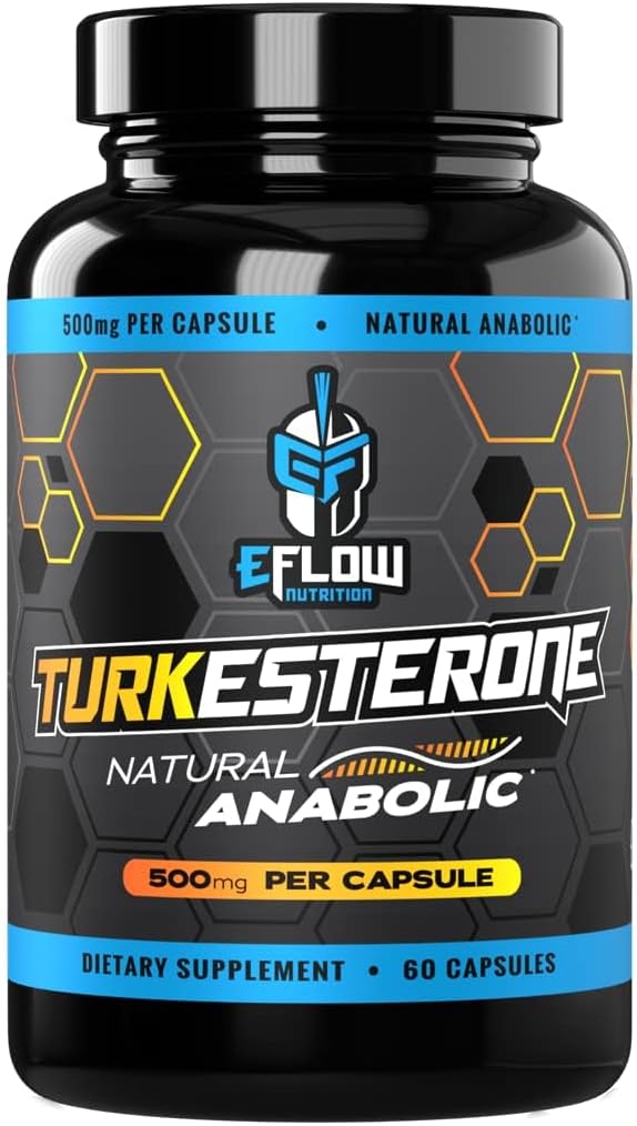 EFlow Beslenme Turkesterone Supplement for Men [En yüksek boy) + Cyclodextrin for High Abors - Art Stamina, Lean Muscle Growth & Recovery, Boosts Drive - 3rd Party Tested (60 Capsules)