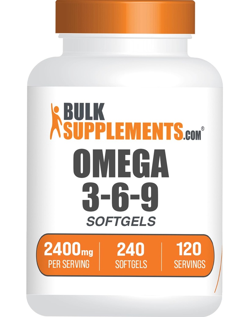 BulkSupplements.com Omega 3-6-9 Softgels - Triple Omega Supplement, Flaxseed, Evening Primrose & Fish Oil- 2 Softgels per Service, 240 Count (Pack of 1)