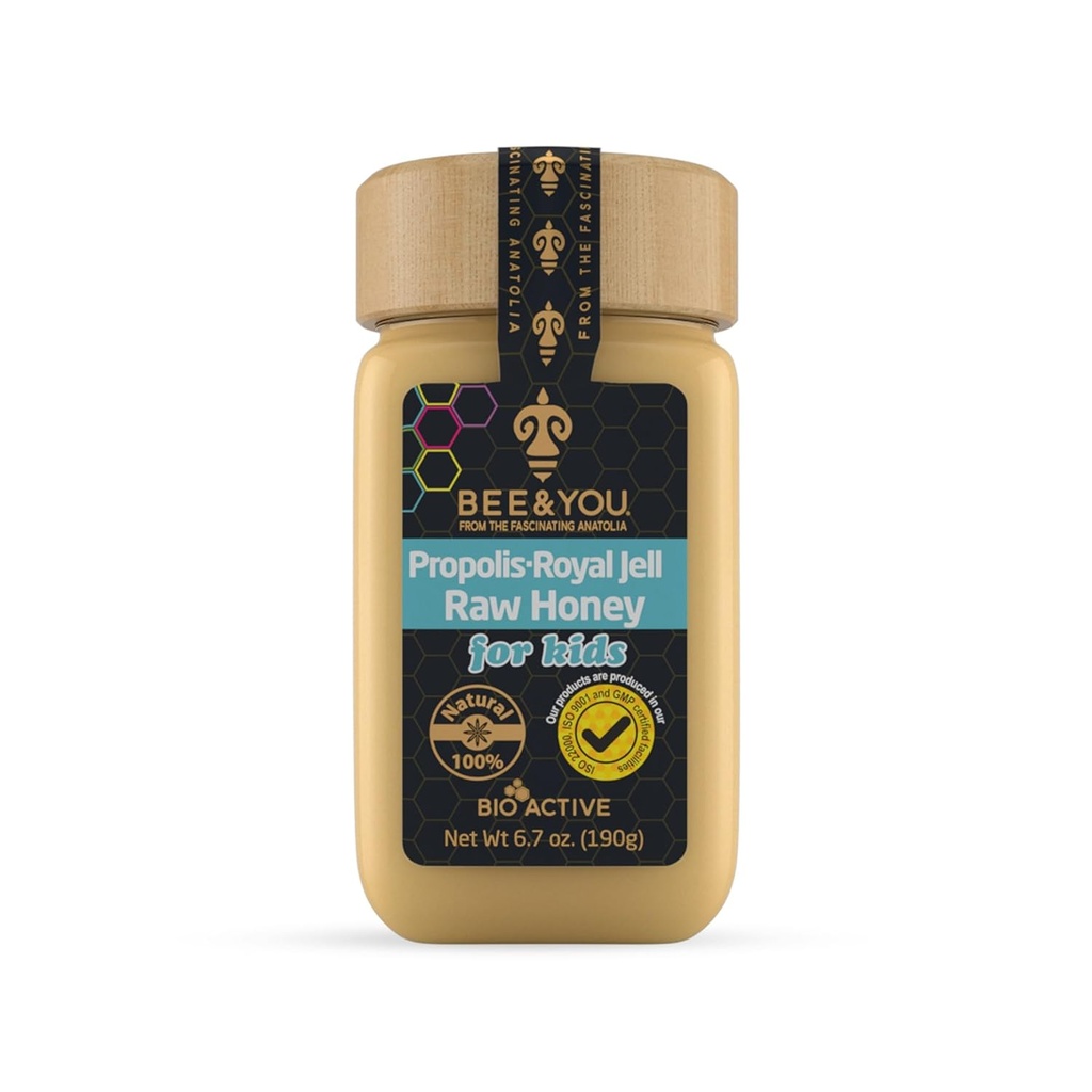 Arı ve You Royal Jelly Raw Honey For Kids, Propolis Extract, 100% Natural Superfood, Ultra Pure, Immune Support Supplement, Antioksis, Keto, Paleo, Gluten-Free, 6.7 ozz