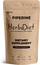 Herbadiet Piperine 95 Toz | Black Pepper Extract Toz% Hplc | Bioavailability Advancedr, Boosts Nutrients Uptake| Gluten Free, Non-GMO Bulk Supplement (0.35 oz / 10 gm)