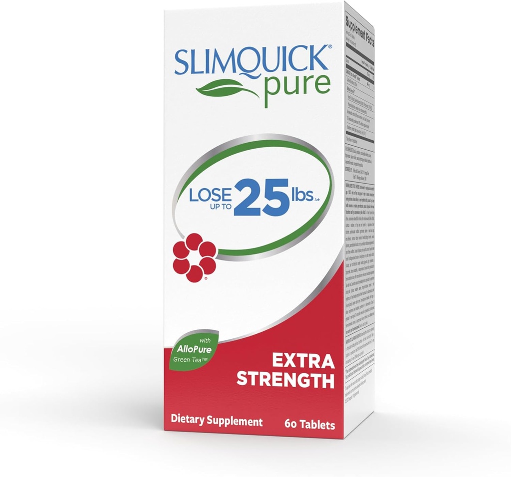 Slimquick Pure 3x επιπλέον χάπι δύναμης για τις γυναίκες, βοηθά την επίτευξη στόχων βάρους, βοηθά το μεταβολισμό, χάνει το υπερβολικό νερό, διατηρεί πλήρη για μεγαλύτερο χρονικό διάστημα με εκχύλισμα πράσινου τσαγιού, δέντρο κάστας, καφεΐνη, λάδι MCT - 60 κόμης