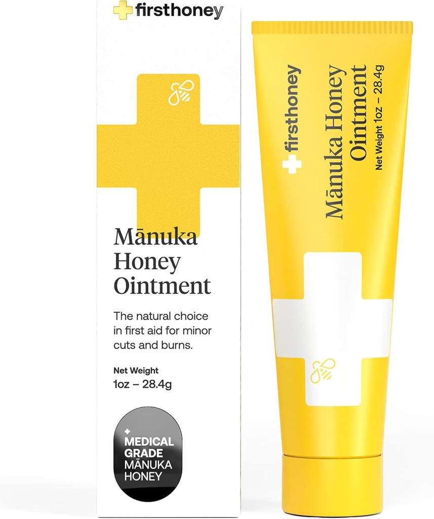 İlk Honey Yarası Ointment [ 1oz - 28.4g] |% 100 Active Leptospermum | Hızlı Yardım & Skin Tamir | Manuka Honey Yeni Zelanda'dan | Antibiyotik Free Burn Care, Scar Gel, Giying Aid