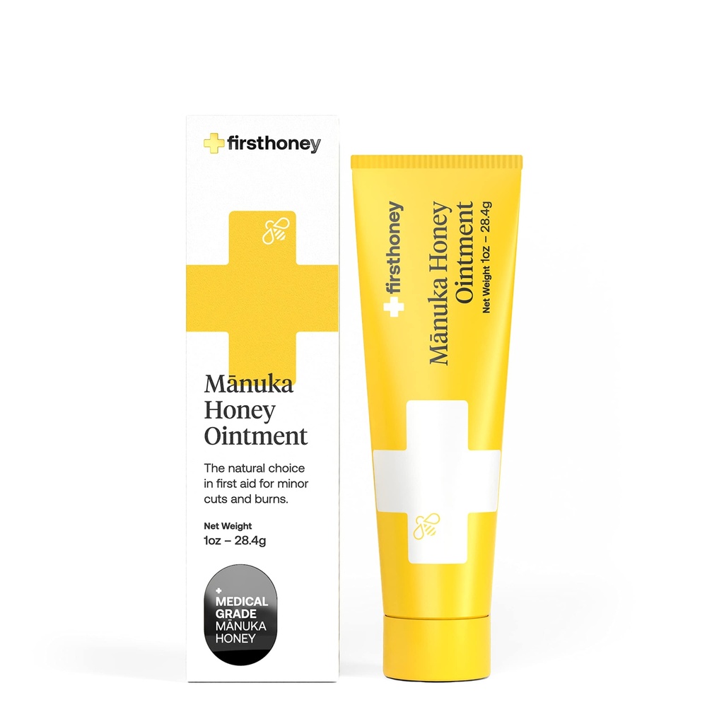 İlk Honey Yarası Ointment [ 1oz - 28.4g] |% 100 Active Leptospermum | Hızlı Yardım & Skin Tamir | Manuka Honey Yeni Zelanda'dan | Antibiyotik Free Burn Care, Scar Gel, Giying Aid