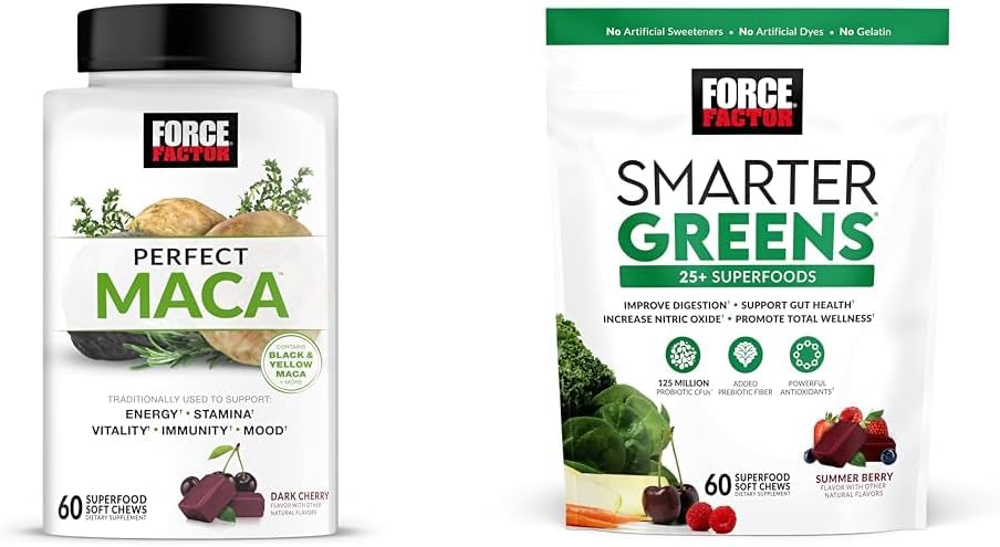 Kuvvet Faktörü Maca Root ve Greens Superfood Soft Chews Sche ile 60 Yumuşak Chews Her
