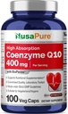 NusaPure CoQ10 400mg 100 Veggie Caps (Vegan, Non-GMO) Συμπλήρωμα συνένζυμου Q10, Αντιοξειδωτικό Ένζυμο COQ-10, Coq 10