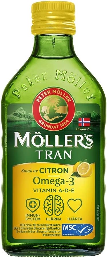 Möller Tran Cod Liver Oil 250 ml/ 8.45 fl oz | Citron Flavor | Omega-3 | Fish Liver Oil