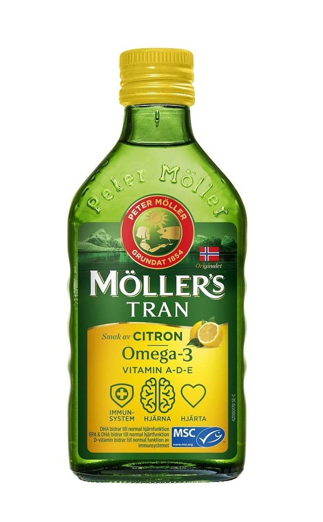 Möller Tran Cod Liver Oil 250 ml/ 8.45 fl oz | Citron Flavor | Omega-3 | Fish Liver Oil