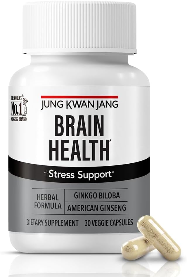JUNG KWAN JANG Ginkgo Biloba Συμπληρώματα με την αμερικανική Ginseng για τη φόρμουλα εγκεφαλικής υγείας, Μνήμη επιπλέον δύναμη, Booster εστίασης, Προώθηση Γνωστική λειτουργία - 30 κάψουλες για άνδρες και γυναίκες