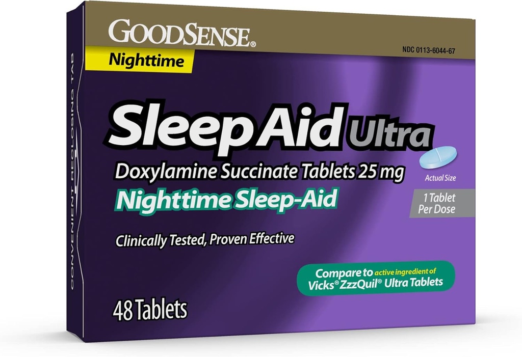 GoodSense Nighttime Sleep-Aid Ultra Tabletler, Doxylamine Succinate 25 mg, 48 Count