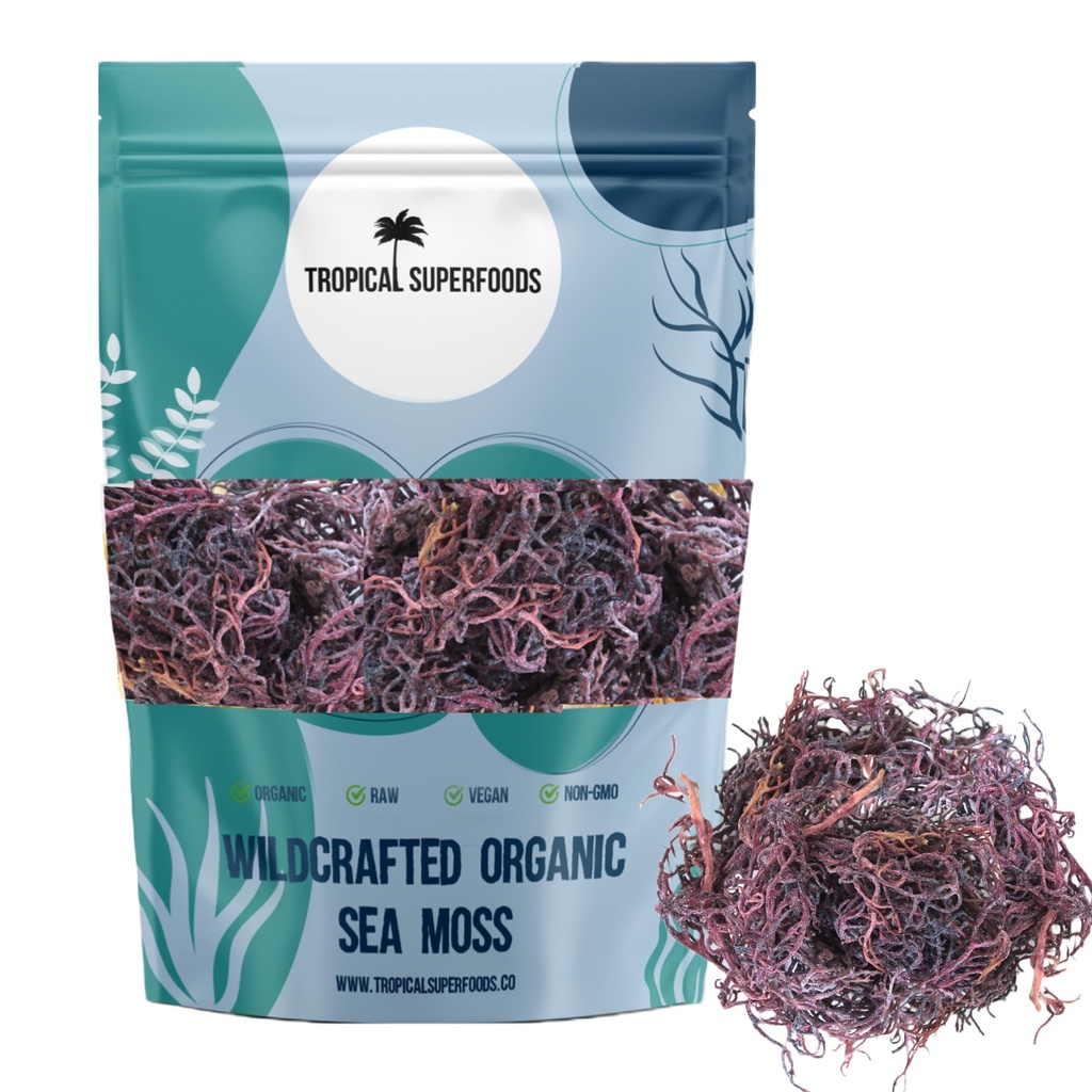 100% Wildcrafted Full Spectrum Mor Sea Moss | İrlandalı Deniz Moss | Güneş kurudu | 92 Mineral - Sea Moss Gel'in 20 + Ozunu Yap | Full Spectrum Mor Sea Moss (4oz)