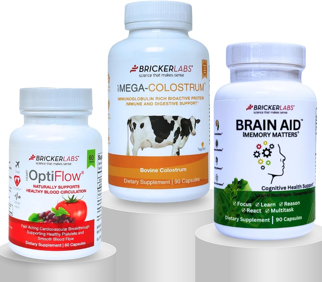 Tuğul Laboratuarları Seyahat Wellness (1994): Optiflow Blood Flow Optimizer, Colostrum Capsule Immune Defense and Brain Aid Memory Matters for Brain Health