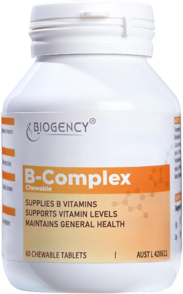 B-Complex συμπλήρωμα διατροφής - Περιέχει όλες τις βιταμίνες Β συμπεριλαμβανομένων των B12, B1, B2, B5, B6, B7, Φολικό οξύ για την ενεργειακή υποστήριξη του στρες Ενίσχυση της ανοσίας, 1 συσκευασία 60 δισκία