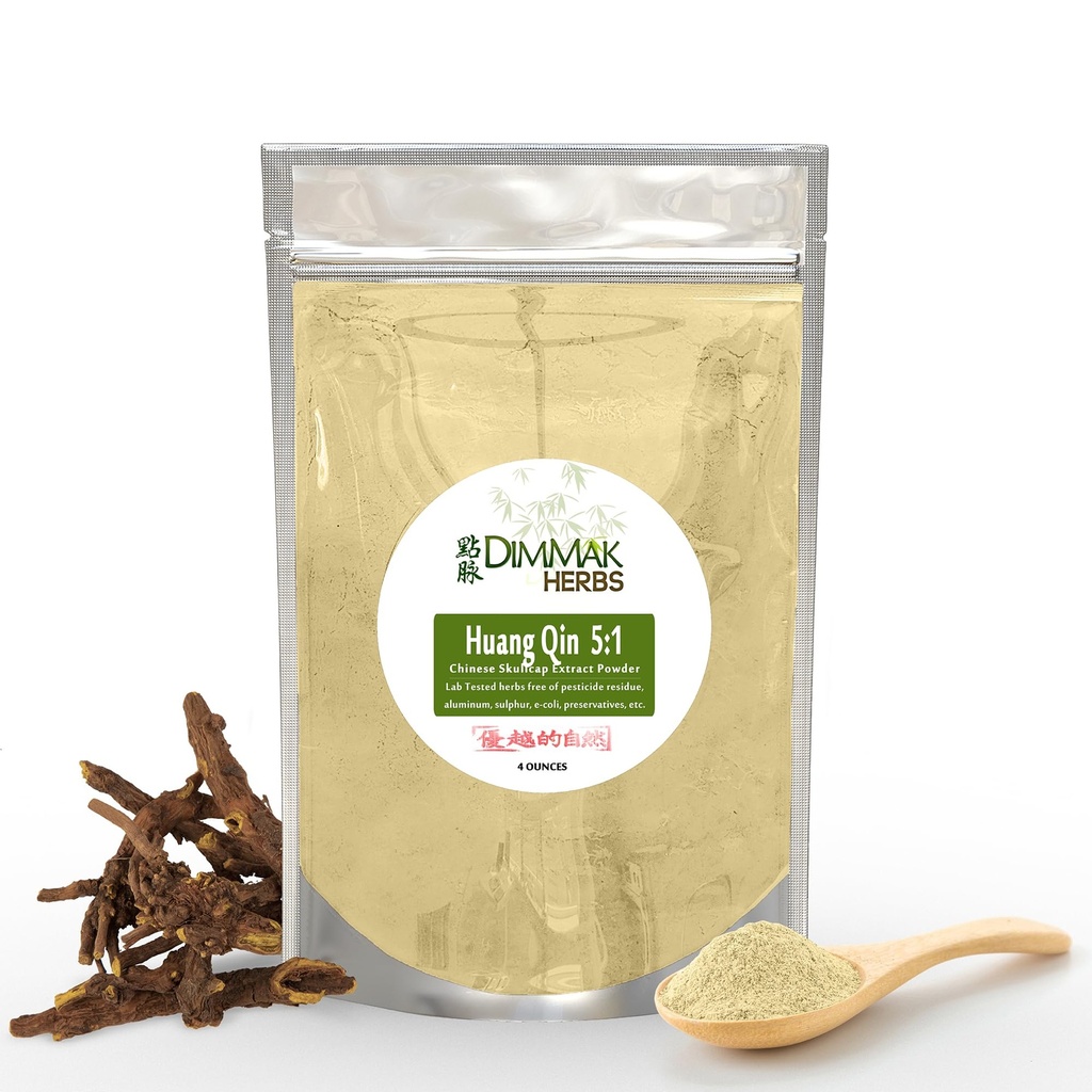 Dimmak Herbs Organic Scutellaria Baicalensis Chinese Skullcap Root (Huang Qin) 5:1 Extract Powder 