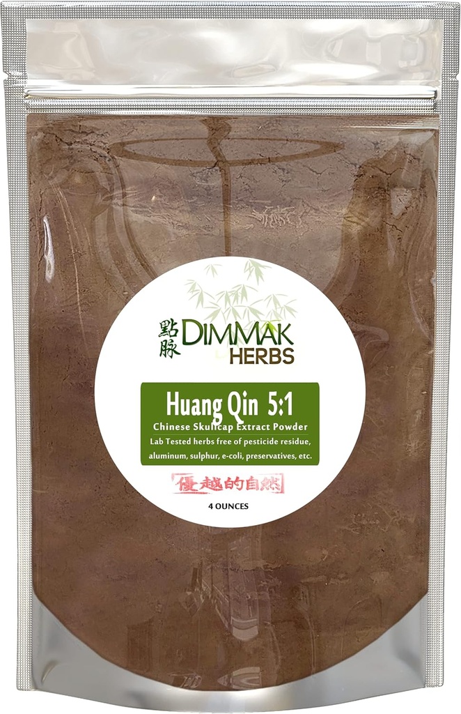 Dimmak Herbs Organik Scutellaria Baicalensis Çin Skullcap Root (Huang Qin) 5:1 Ekstra Toz | Lab Tested Premium Çin Herb Radix Scutellariae Toz Potent Ekstraksiyon Formu - 4oz (112g)