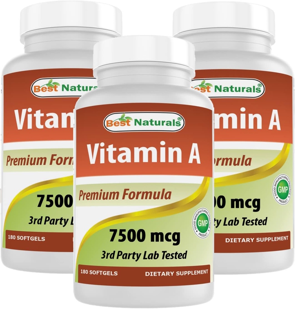 En İyi Doğal Vitamin A 25000 IU (7500 mcg), Non-GMO Formula Sağlıklı Vizyon ve Immune Sistemi ve Sağlıklı Büyüme ve Yeniden Üretme, 180 Softgels (180 Kont)