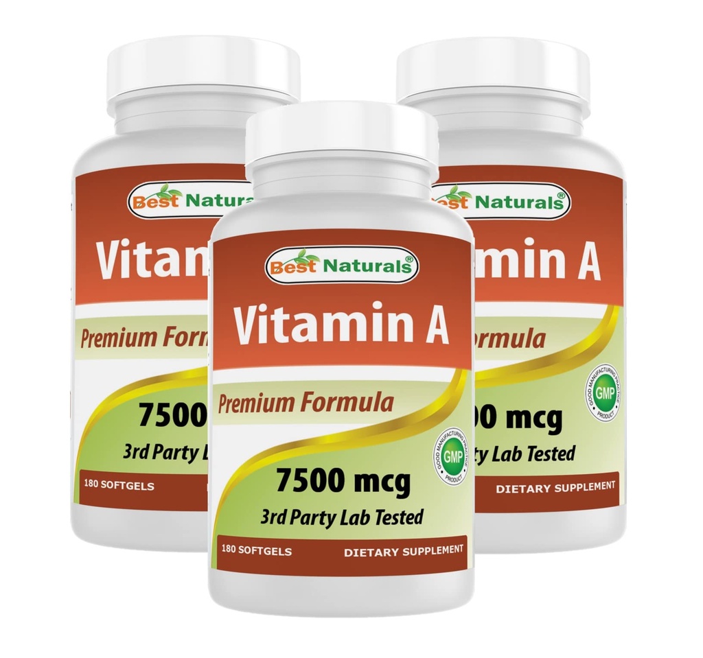 En İyi Doğal Vitamin A 25000 IU (7500 mcg), Non-GMO Formula Sağlıklı Vizyon ve Immune Sistemi ve Sağlıklı Büyüme ve Yeniden Üretme, 180 Softgels (180 Kont)