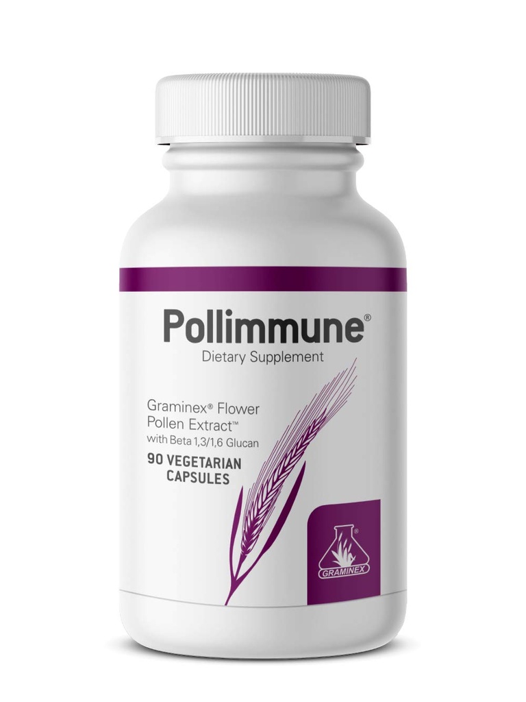 Graminex Pollimmune 500mg Beta 1,3/1,6 Glucan (Γιγιά του Baker) και Flower Pollen Extract Antioxidant Formula, Natural Immune System Support Supplement & Energy Booster - 90 κάψουλες χορτοφάγων
