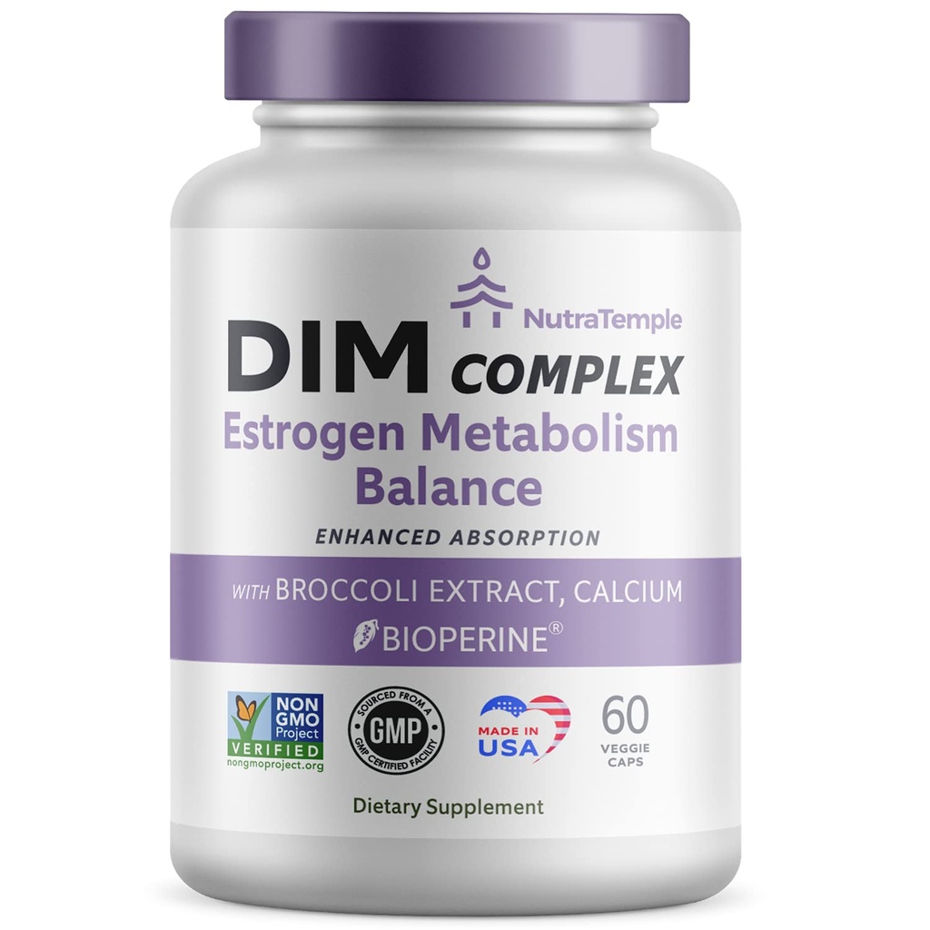 Dim Supplement [ Bioperine, Brocolli, Kalsiyum] Kadınlar ve Erkekler için Diindolylmethane Hormonal Denge, Estrogen Metabolism, Menopause Support & Stres Yardım Pills