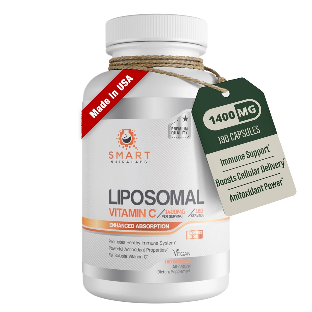 Liposomal Vitamin C 1400 mg- 180 Vegan Capsules- Çin Ücretsiz Malzemeler, Fat ► Yüksek Metabolizma VIT C- Desteği Sağlıklı Immune System & Collagen ATM- Güçlü Antioksi Desteği Supplement