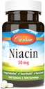 Carlson - Niacin, 50 mg, Cholesterol Metabolism, Enerji Üretimi, Kalp Sağlığı, Nerve Fonksiyonl, 300 Tablet