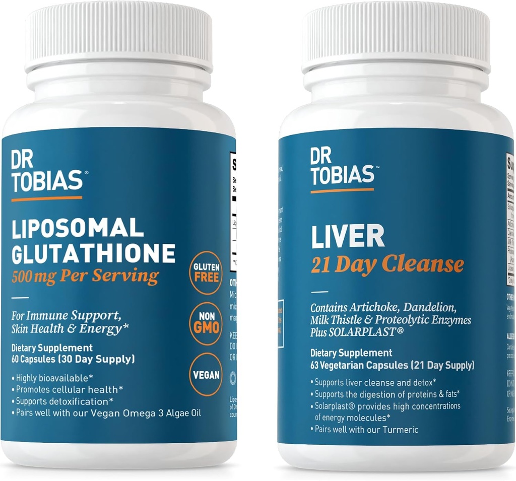 Dr. Tobias 21 Day Cleanse and Liposomal Glutathione - Supports Liver Detox, Immune Function, and Energy Levels - Vegan, Non-GMOMO
