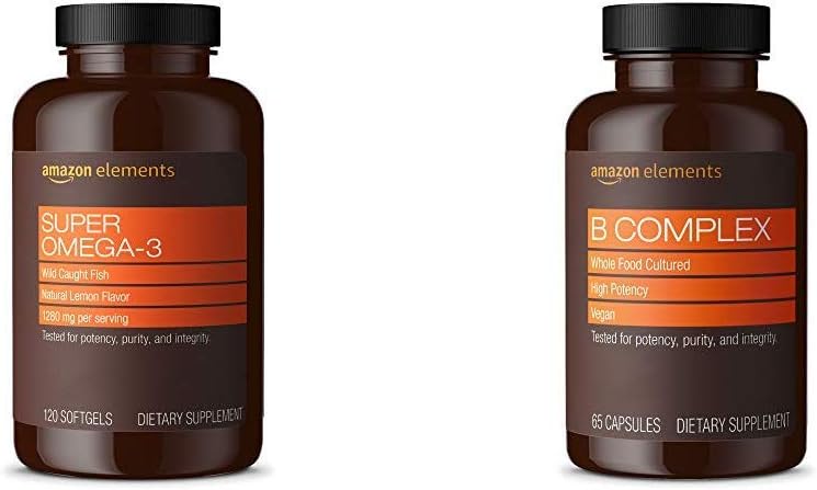 Στοιχεία Super Omega-3 (120 Count) και Στοιχεία B Complex (65 κάψουλες)