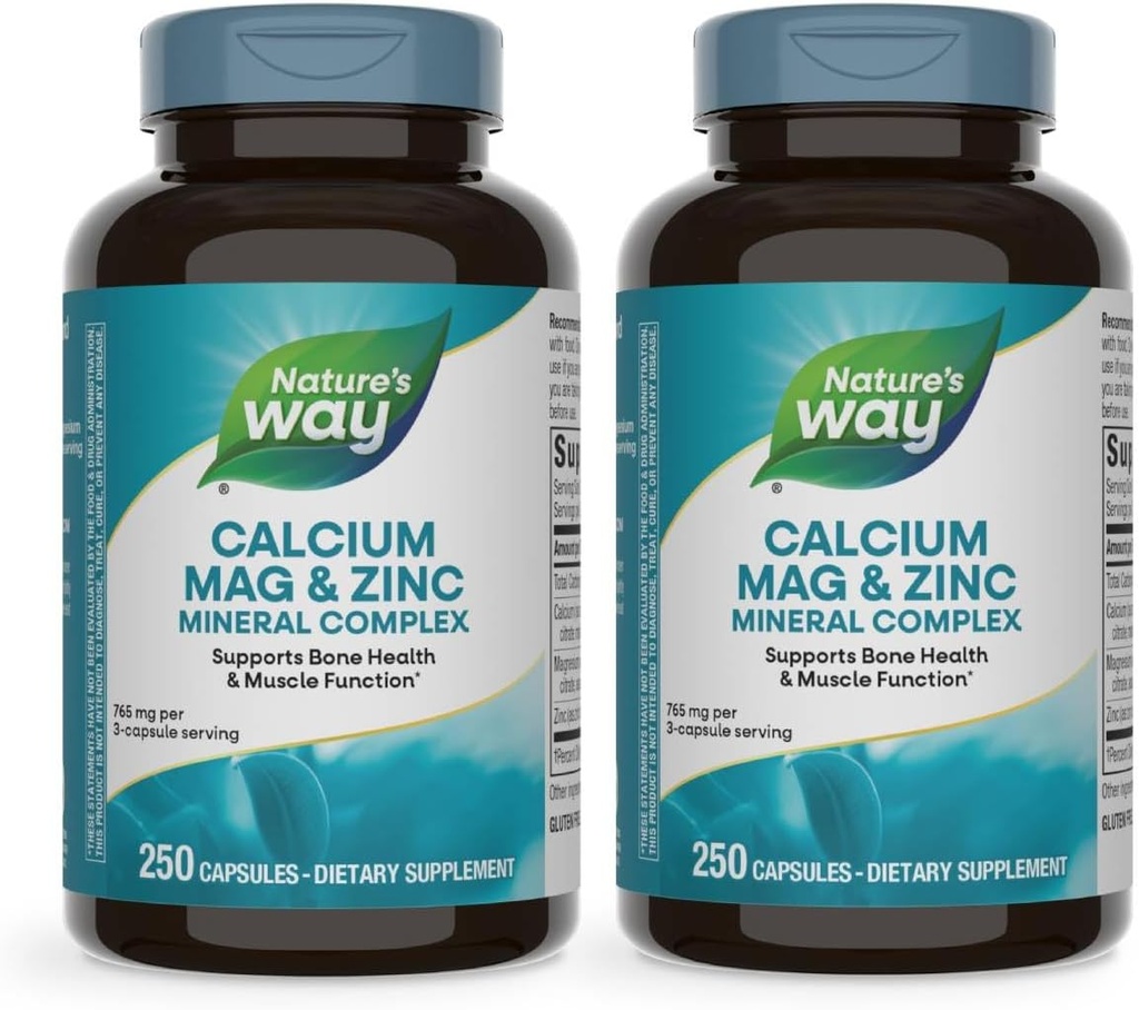 Nature's Wayuba Magnezyum & çinko Mineral Kompleksi, Bone Health & Muscle Function*, Immune Support*, 250 Capsules (Packating May Vary) - 2 Paket