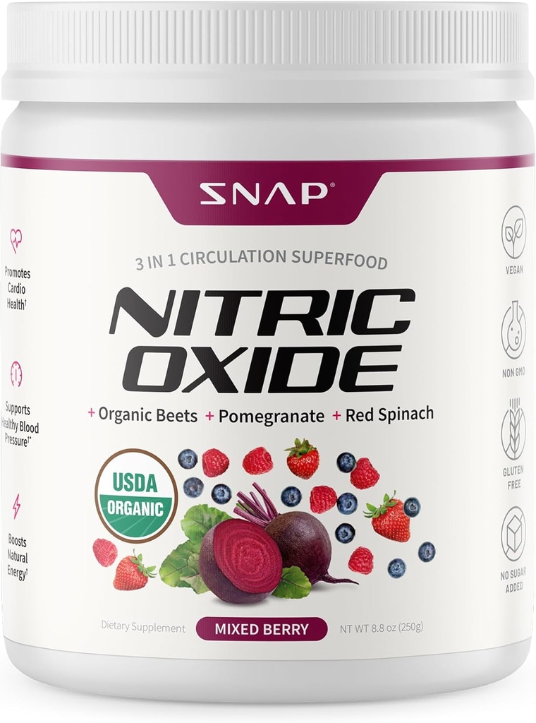 Snap Supplements Organik Arıt Kök Nitrik Membran Tozu - Enerji ve Sağlıklı Circulation, 8.8 oz (30 Hizmet, 1 Ay Supply), karma Berry