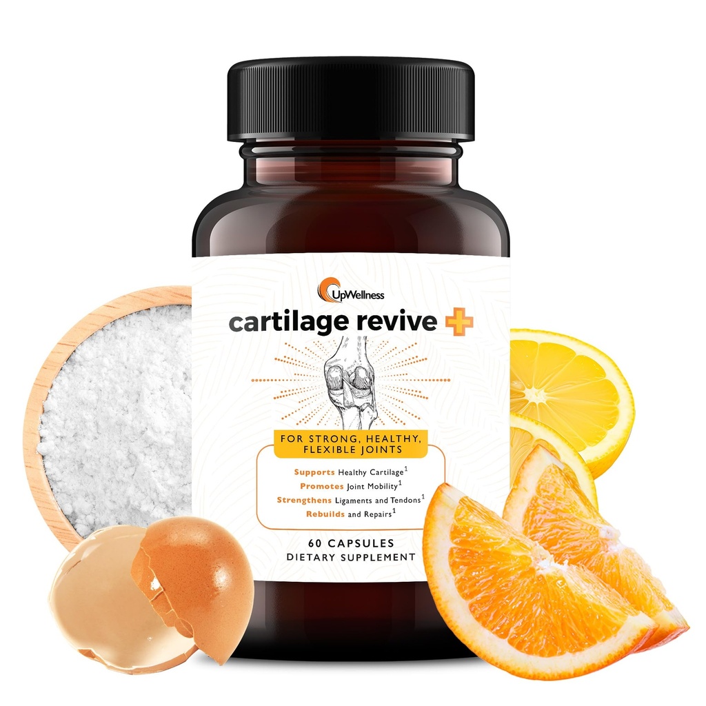 UpEness Cartilage Revive + Ortak Destek Supplement for Men and Women with Type II Collagen for Commons - D-Glucosamine Sulfate, MSM, Vitamin D3, C ve Daha Fazla - 60 Capsules