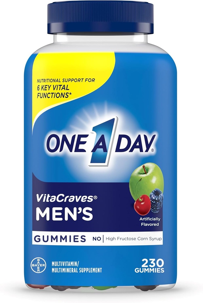 Bir Gün Erkeklerin Çokvitamin Gummies, A, C, D, E, Food & More Sağlıklı Kas Fonksiyonlarını Desteklemek için, 230 Count Count Count