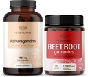 HERBAMAMA Ashwagandha ve Beet Root Kit - 1500 mg Ashwagandha Root Capsules & 1500 mg Beet Root Gummies - Vegan, Non-GMO, Gelatin-Free - 2 Pack