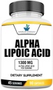 American Standard Supplements Alpha Lipoic Acid 1300 mg Per Servis - Vegan, Gluten Free, Non-GMO, 90 Capsules, 45 Hizmetler