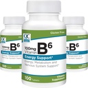 Kalite Seçim Vitamin B6 100 mg 100 Tablet Şişeleri (3 Pack)